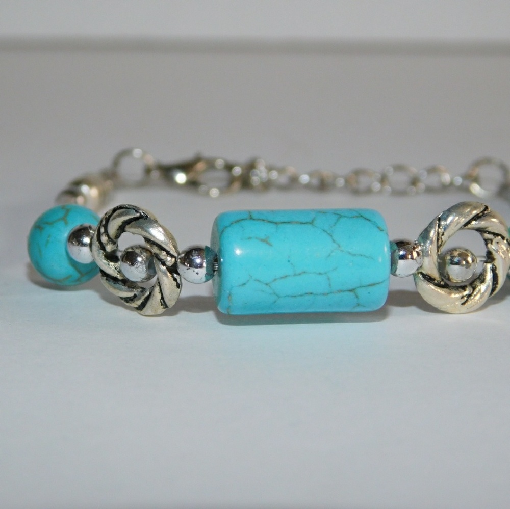 Tibet Silver turquoise beaded bracelet jewelry, Be